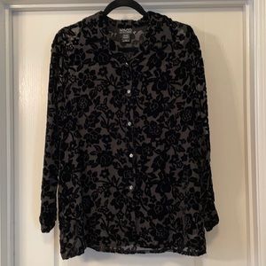 Beautiful Black Sheer/Velvet Shirt